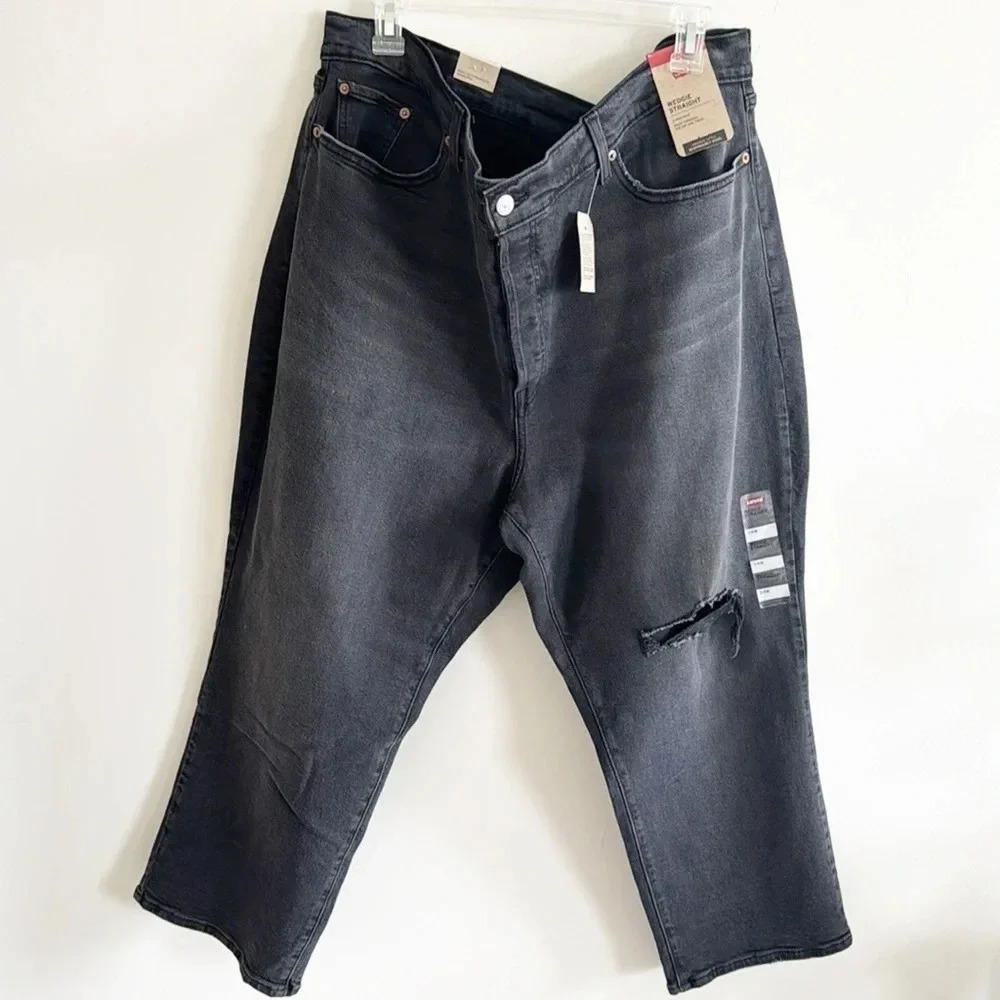 Levi's black/gray Plus Size Wedgie Straight-Leg Jeans size 24W NWT